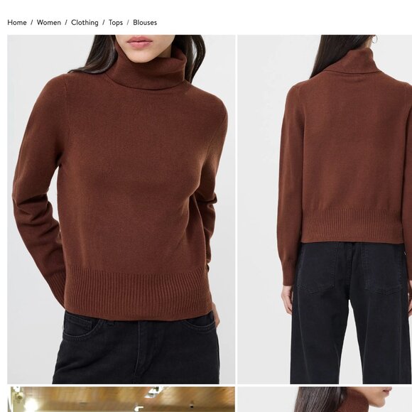 French Connection Babysoft Turtleneck Sweater, Chocolate Brown, Size XS - Picture 2 of 7